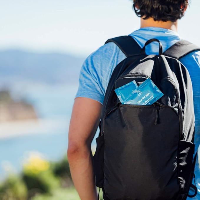 Oars + Alps Cooling Face & Body Wipes, Dual Sided Cleansing Wipes Towelettes for Post Workout, Activities,Commutes, Dermatologist Tested Skin Care with Menthol & Ginseng, Travel Friendly, 14 ct