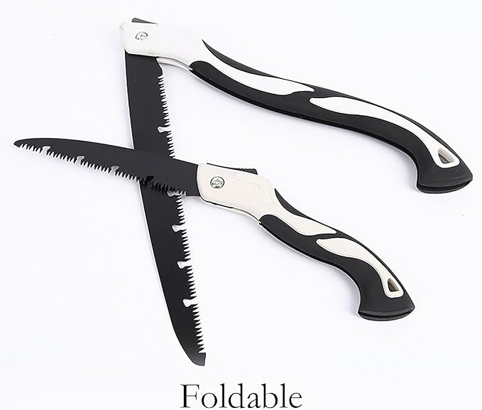 Folding Saw with Rubber Handle, 24.8 Inch Manganese Steel SK-5 Blade Pruning Saw for Hunting, Gardening, Camping and Trimming (blade 29cm)
