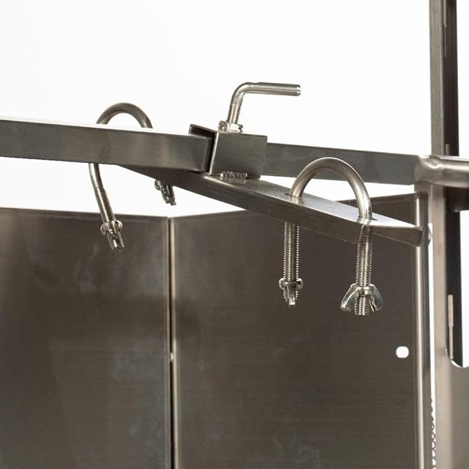 TITAN GREAT OUTDOORS Ash & Ember 25W Stainless Steel BBQ Rotisserie Grill with High Efficiency Windscreen, 4 RPM Rotation Speed, Rated 125 LB for Large Game, Portable Electric Outdoor Roaster