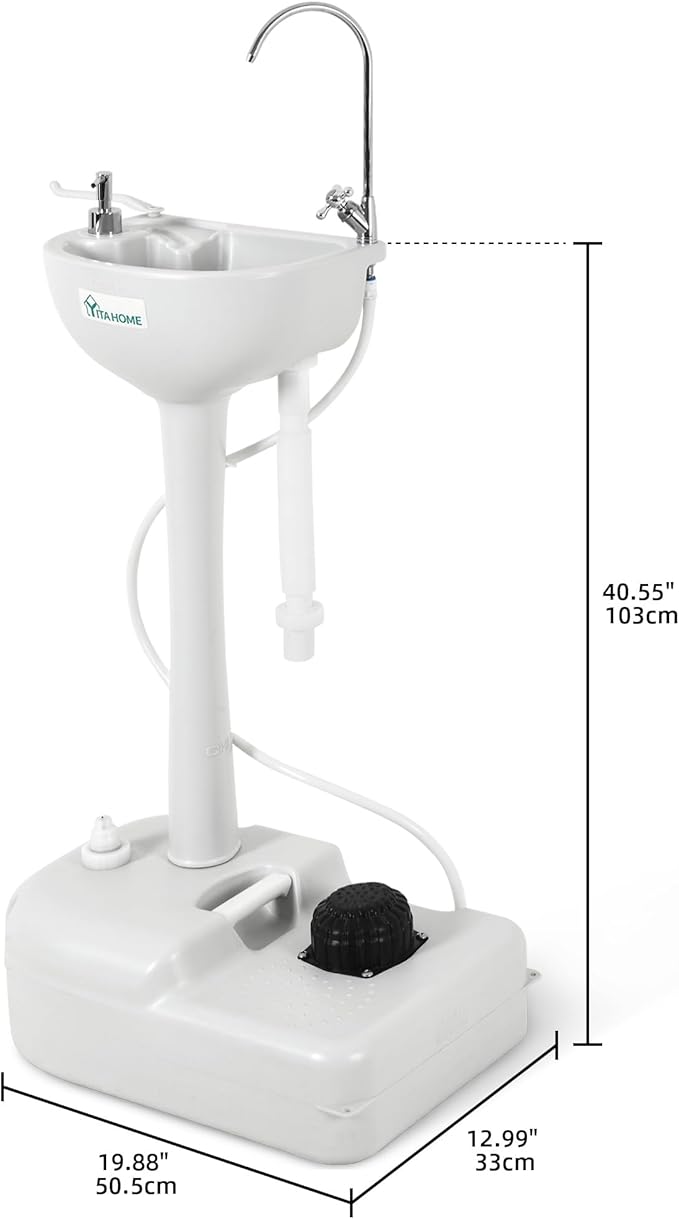 YITAHOME Upgrated Portable Sink Camping Hand Washing Station with 17 L Wash Basin Stand, Rolling Wheels, Soap Dispenser, Towel Holder, for Garden, Outdoor, Travel, Boat, Gather, Indoor, Worksite