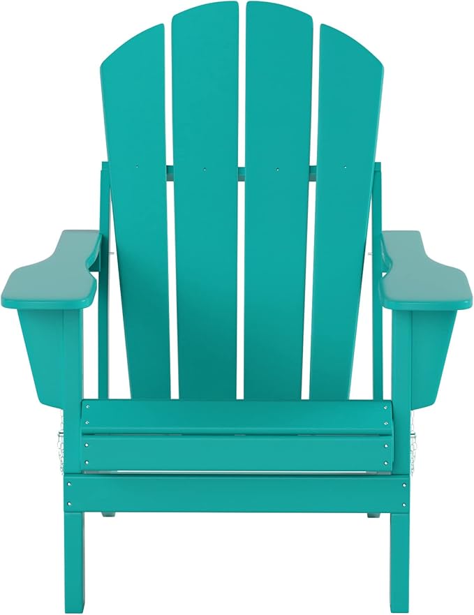 WestinTrends Malibu Malibu Outdoor Folding Poly Adirondack Chair (Set of 8), Turquoise