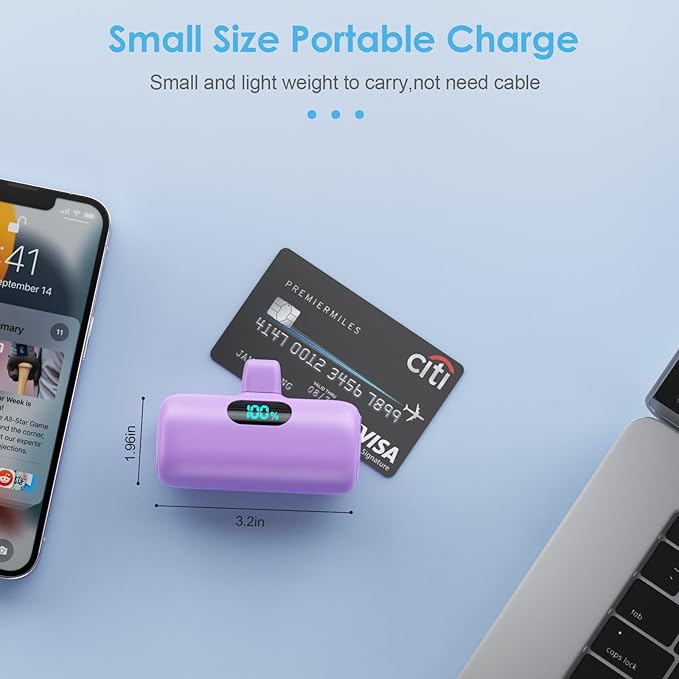 Small Portable Charger for iPhone,Upgraded 5000mAh PD Fast Charging Power Bank,Mini Battery Pack Backup Charger Compatible with iPhone 14/14 Pro Max/13/13 Pro/12 Pro/11/XS/XR/X/8/7/6-Purple