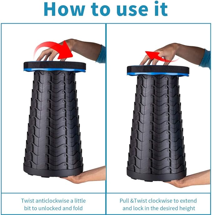 Boreeman Upgraded Folding Stool Lightweight Yet More Sturdy with Load Capacity 400lbs Portable Collapsible Stool for Camping Fishing Hiking BBQ (Blue)