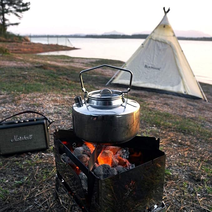 Fire-Maple Antarcti Portable 1 Liter Lightweight Stainless Steel Camping Kettle | Durable and Portable Camp Tea Pot | Ideal for Bushcraft and Outdoor Campfire Use
