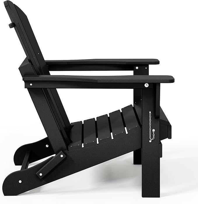 WestinTrends Malibu 4-Piece Set Outdoor Folding Poly Adirondack Chair, Black