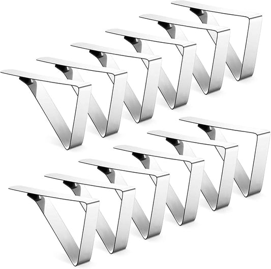 12 Pack Tablecloth Clips - Heavy Duty Picnic Table Clips, Stainless Steel Table Cloth Cover Clamps, Table Cloth Holders Ideal for Restaurant Picnics Marquees Weddings Graduation Party