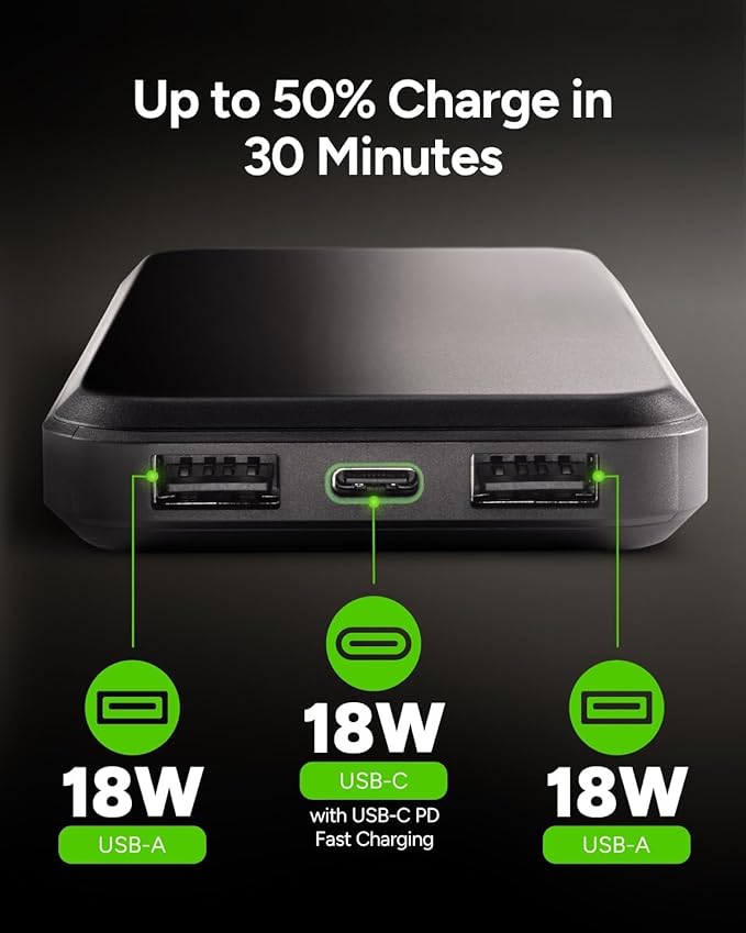 Mophie powerstation prime10 - Portable Power Bank with 10,000mAh Internal Battery, 18W USB-C PD Fast Charging, Charge 3 Devices Simultaneously, LED Power Indicator, Best Dad
