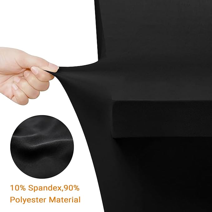 Eurmax USA Rectangular Fitted Spandex Table Covers 6ft Tablecloth Wedding Event Patio Table Decorations Stretch Table Cover for 6ft Folding Table (Black,2 Pack)