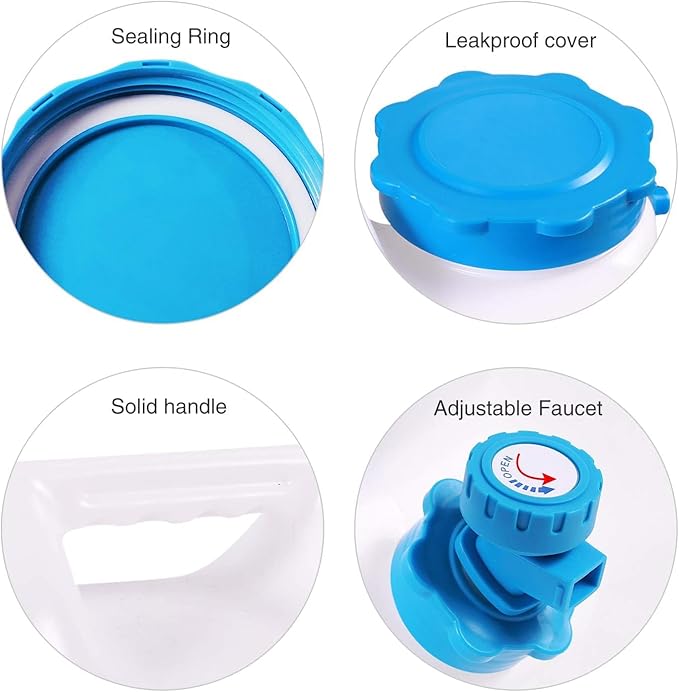 5 Gallon/18.5L Water Container with Spigot, Portable BPA Free Water Jug, Multifunction Water Tank for Camping Outdoor Hiking Picnic Supplies, Emergency Stroage, 2 Pack