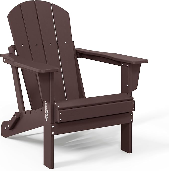 WestinTrends Malibu 4-Piece Set Outdoor Folding Poly Adirondack Chair, Dark Brown