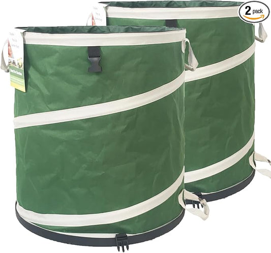 2-Pack 24 Gallon Collapsible Trash Can (19x21 in) Solid Bottom for Pop-Up Trash Can,Recycling Bin,Camping Waste Bin,Laundry Hamper,Yard Waste Bag,Yard Debris Bag,Lawn Grass,Garden Weeds Bags,Leaf Bags