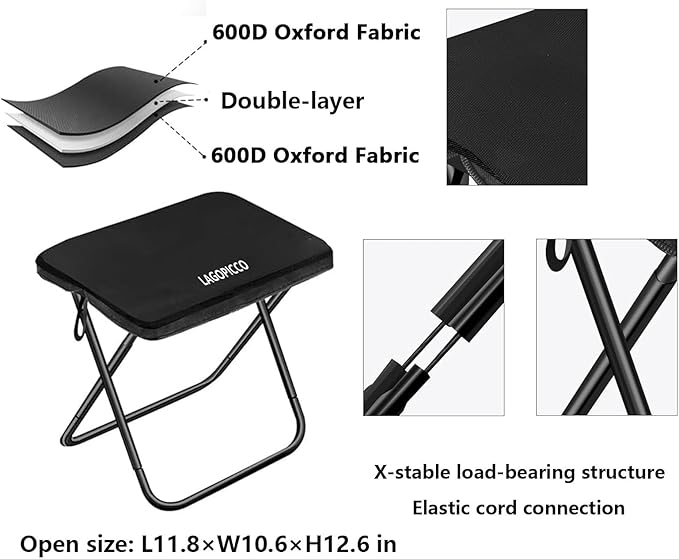 Collapsible Folding Stool – Lightweight Portable Chair for Adults, Compact Travel Seat, Holds 330LBS, Ideal for Camping, Hiking, Fishing, Outdoor Events & Festivals