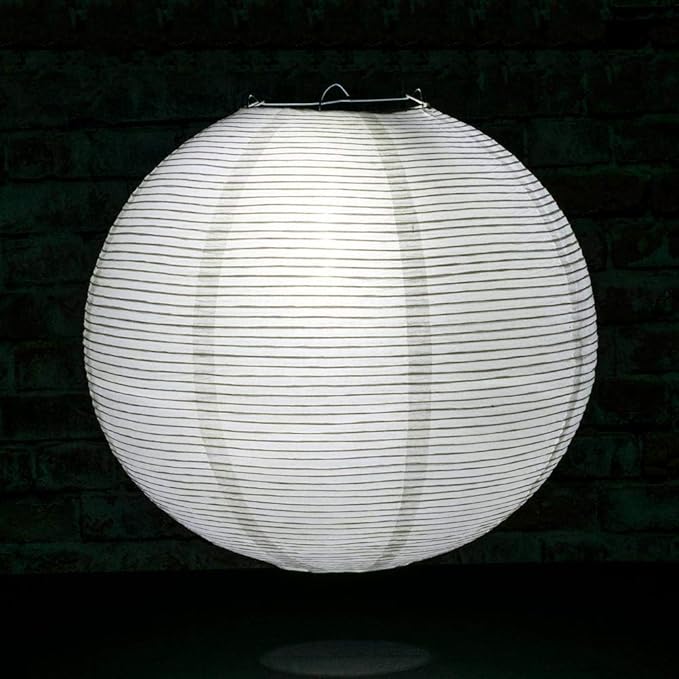 PaperLanternStore.com 20 Inch White Fine Line Premium Even Ribbing Paper Lantern, Extra Sturdy