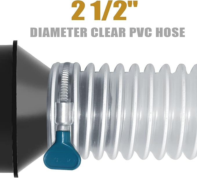 2 1/2" x 20' Flexible Clear PVC Dust Collection Hose - Puncture Resistant with Carbon Steel Wire Coil for Dust Collectors with 2 1/2" Ports