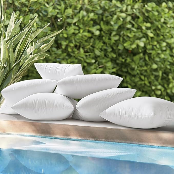 MIULEE Pack of 2 16x16 Inch Outdoor Pillow Inserts Waterproof Decorative Throw Pillow Insert, Square Lumbar Garden Pillow Form for Patio Sofa Couch