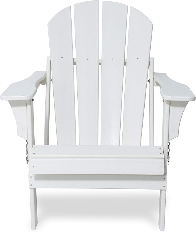 WestinTrends Malibu HDPE Outdoor Patio Folding Poly Adirondack Chair, White