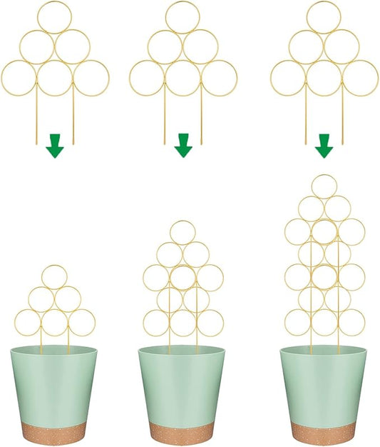 Trellis for Climbing Plants Indoor 15.7 Inch, Small Plant Trellis for Potted Plants, 3 Pack Stackable Circle Garden Houseplant Trellis for Vines