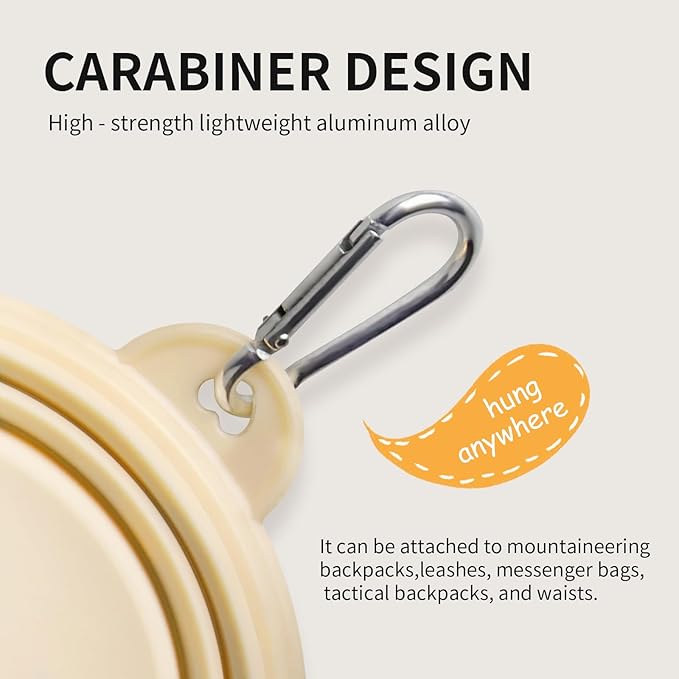 Collapsible Dog Bowls 2-Pack, Portable Travel Dog Bowl with Carabiner, Food-Grade Silicone Pet Bowl for Hiking, Walking(Macaron Yellow and Green)