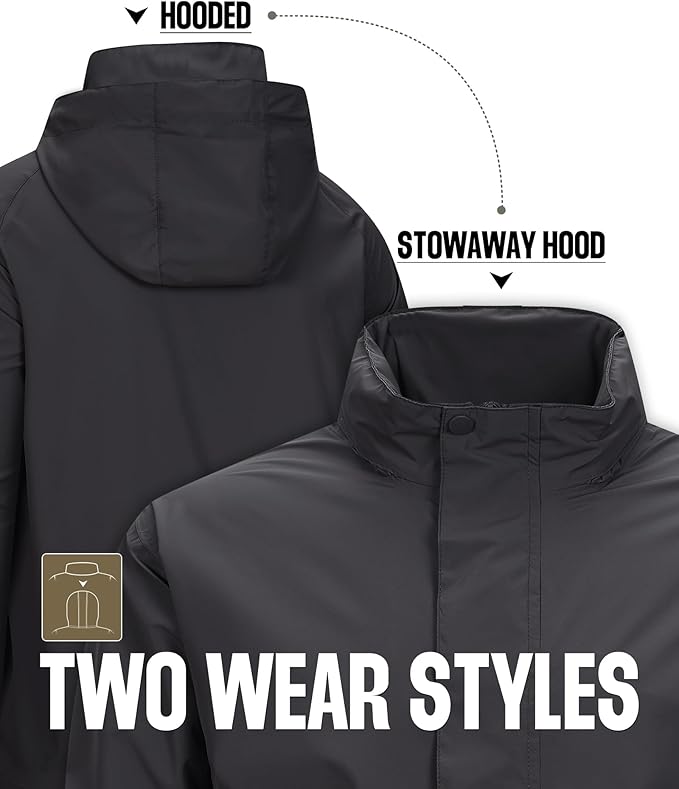 33,000ft Men's Packable Rain Jacket Waterproof Lightweight Raincoat Rain Shell with Hood for Outdoor Hiking Golf Travel