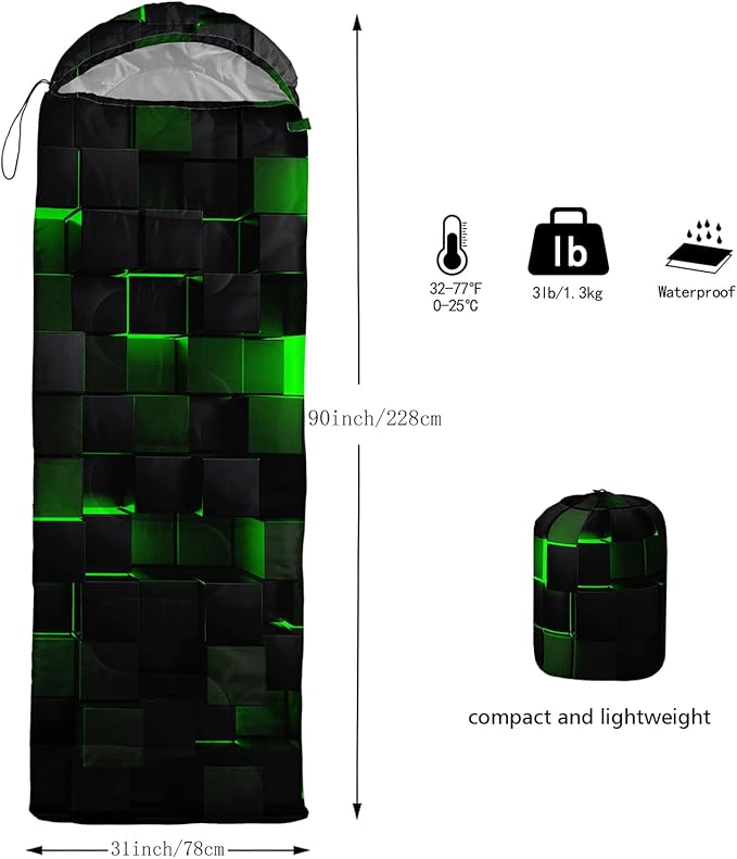 Sleeping Bags for Adults and Kids Backpacking Camping Sleeping Bags for Girls and Boys Lightweight Waterproof Cold/Warm Sleeping Bag for All Season