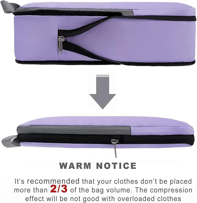 BAGAIL 4 Set/6 Set/8 Set Compression Packing Cubes Travel Accessories Expandable Packing Organizers(Lavender ClothPattern 4 Set)
