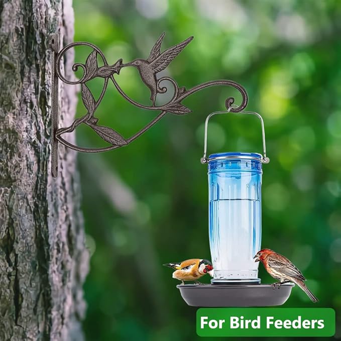 Plant Hanger Brackets Wall Mounted Cast Iron Metal Wrought Plants Hangers Hanging Decorative Hummingbird Hooks Holder for Indoor Outdoor Flower Basket Pot Planter, Bird Feeder, Wind Chimes Lantern