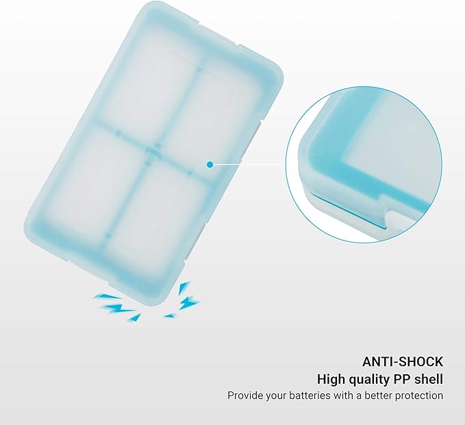 JJC 9V Battery Case for 4x 9V,Water-Resistant & Shockproof, 9V Battery Storage Organizer Carrying Case, PP Shell Ultra-Slim Easy to Carry