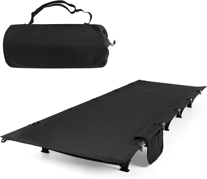 FAHKNS Lightweight Camping Cot, Ultralight Folding Bed for Camping, Hiking, Travel, Portable Compact for Outdoor Travel， Black