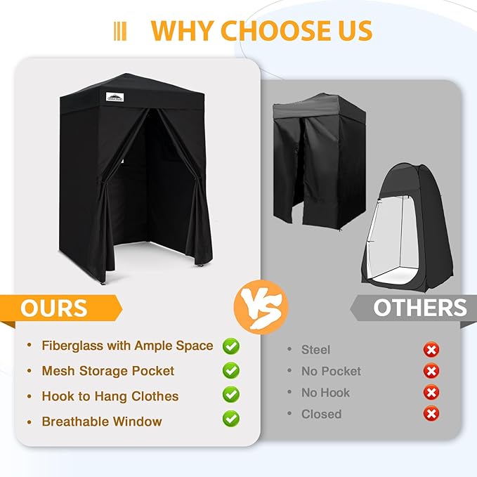 EAGLE PEAK Flex Ultra Compact 4x4 Pop-up Canopy, Sun Shelter, Changing Room, Portable Privacy Canopy Cabana for Pool, Fashion Photoshoots, or Camping, Black