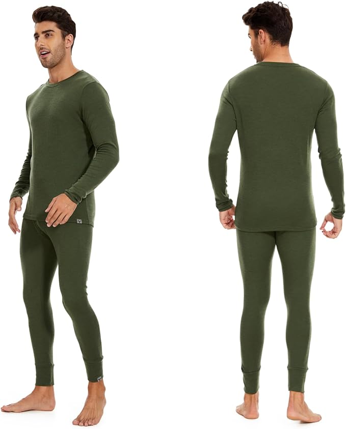 MERINNOVATION Merino Wool Base Layer Set for Men 100% Merino Wool Thermal Underwear Long Sleeve