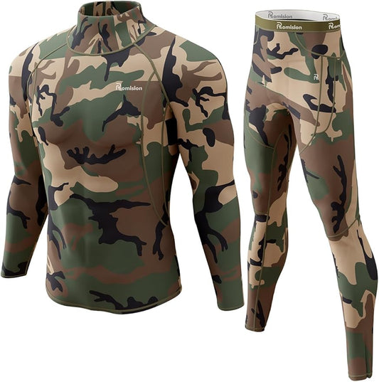 romision Thermal Underwear for Men Long Johns Fleece Lined Hunting Gear Bottom Top Set Base Layer for Cold Weather Gift
