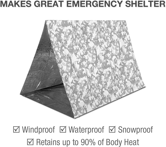 Swiss Safe 4 Pack Mylar Emergency Blankets for Survival - Compact & Insulated for Cold Weather - Designed for NASA, Outdoor, Running, Camping, Survival, First Aid Car Kit - Camouflage, 4 Pack