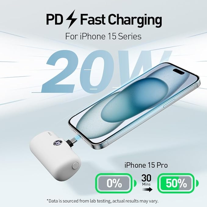iWALK USB-C Portable Charger for iPhone 15/16: Mini 20W 4,800mAh Wireless Power Bank Fast Charging Travel Battery Pack Compatible with iPhone 16/15/15 Plus/15 Pro/15 Pro Max, Andriod Phone Samsung