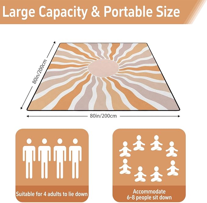 Extra Large Picnic Outdoor Blanket 80''x80'' Waterproof and Sandproof Picnic Foldable Mat for Beach Camping Accessories for Grass Lawn Park