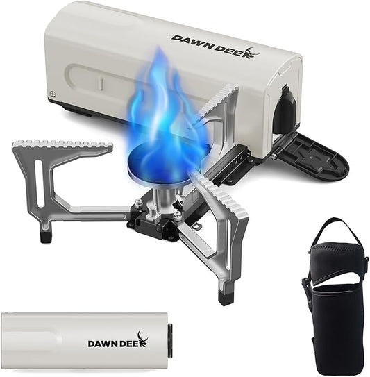 Portable Cassette Stove With Delicate Storage Bag, Foldable Camp Stove Compact Camping Stove, 2200W Folding Butane Gas Burner (White)