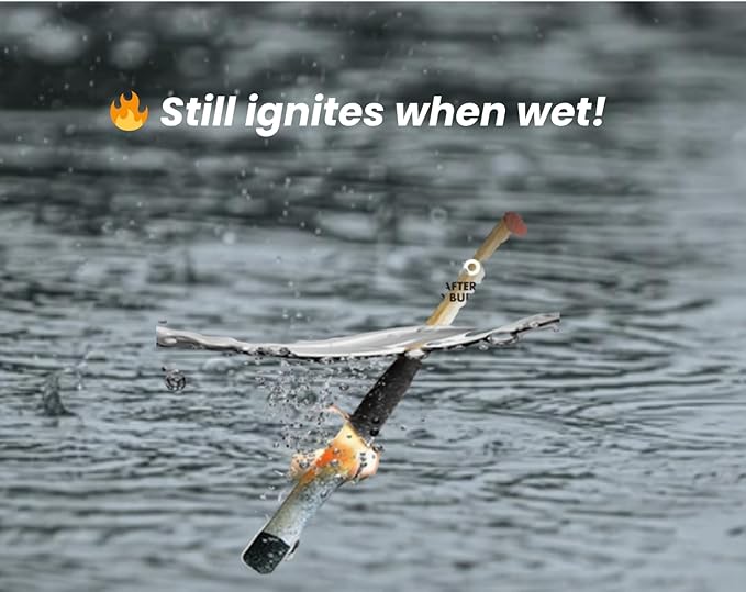 Survival Waterproof Matches Kit – 20/40/60 Fire Matches + Extra Striker in Metal Tin, Waxed Tinder Cords – Stormproof Windproof Fire Starter for Camping & Emergency (1 x Tin)