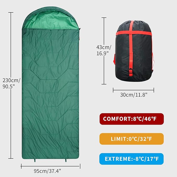 Jumbo Sleeping Bag for Adult&Kids,Cold&Warm Weather with Compression Sack and Water Resistant for Family Camping,Travel and Car Camping