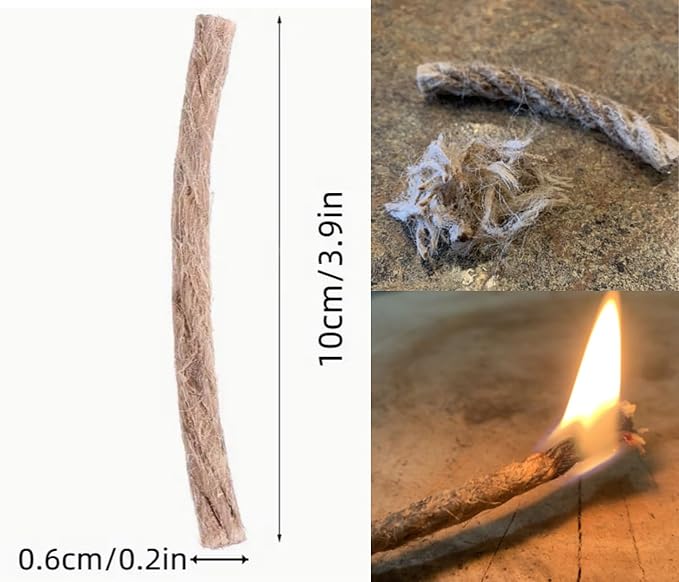 Survival Waterproof Matches Kit – 20/40/60 Fire Matches + Extra Striker in Metal Tin, Waxed Tinder Cords – Stormproof Windproof Fire Starter for Camping & Emergency (1 x Tin Matche+ 20 Ropes)