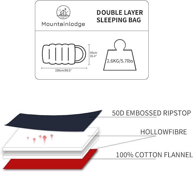 Polycotton Sleeping Bag for Adult&Kids,Cold&Warm Weather Large with Compression Sack and Water Resistant for Family Camping,Travel and Car Camping