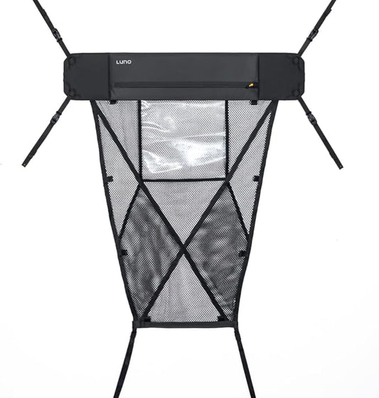 LUNO Ceiling Cargo Net - Car Roof Storage w/Multiple Pockets, Hangout Loops & Tab Pocket for Long Road Trip & Camping - 36" x 52" Car Camping Essentials Organizer for SUV - XL