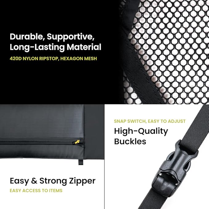 LUNO Ceiling Cargo Net - Car Roof Storage w/Multiple Pockets, Hangout Loops & Tab Pocket for Long Road Trip & Camping - 36" x 52" Car Camping Essentials Organizer for SUV - XL