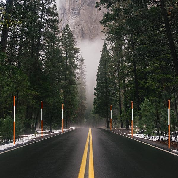 60 Inch Driveway Markers for Snow Plowing Stakes, Hollow Snow Poles with Reflective Tape Driveway Reflectors, 5/16-Inch Dia 20 Packs