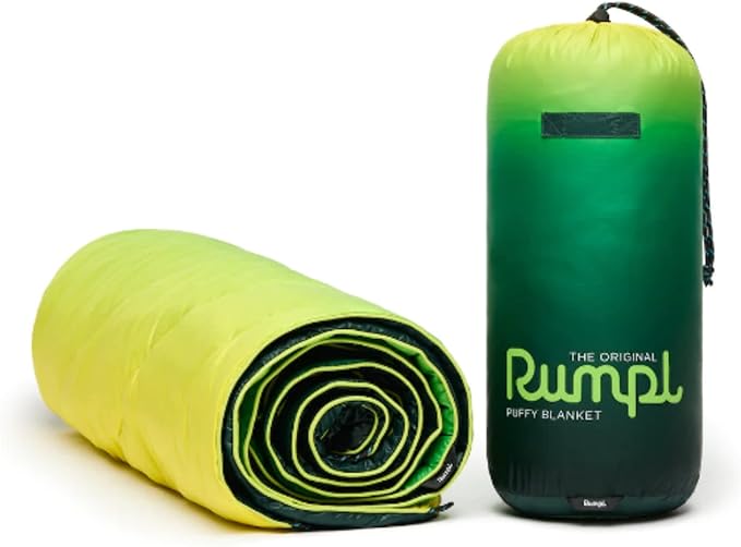 Rumpl Original Puffy Blanket - Warm, Water-Resistant Camping Blanket with 100% Recycled Synthetic Insulation, 52"x75", Original Puffy V1, Forest Fade