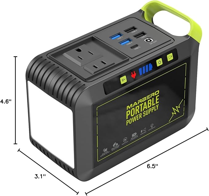 MARBERO Portable Power Station 88Wh Camping Lithium Battery Solar Generator Fast Charging with AC Outlet 120W Peak Power Bank(Solar Panel Optional) for Home Backup Outdoor Emergency RV Van Hunting