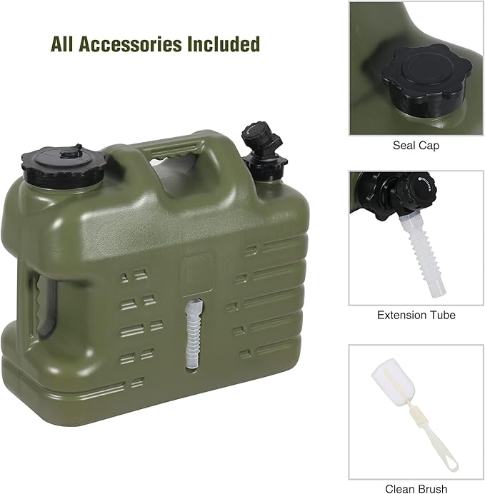 REDCAMP 5 Gallon/18.5L Portable Water Container with Spigot, Camping Water Jug, Water Tank, Portable Emergency Water Storage for Camping, Car, Hiking, Green, 2Pack