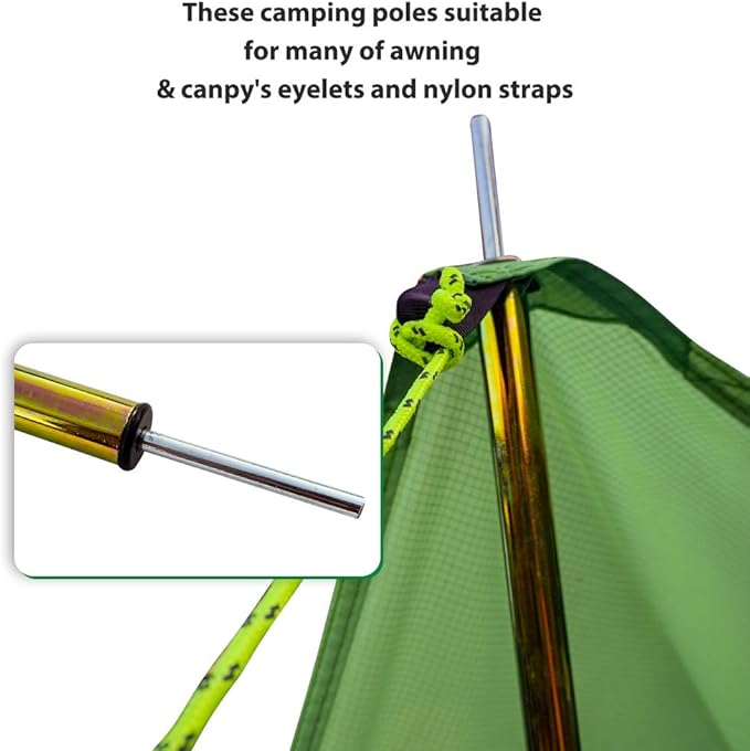 Replacement Tent Poles - Set of 2, Adjustable Rods for Camping Tarps, Shelters, Hiking, Backpacking, Portable Tent Poles Rods -Colorful