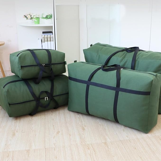 Canvas Extra Large Storage Bags Duffle Bags Organizer Bags for Space Saving Moving Storage (180L, Black)