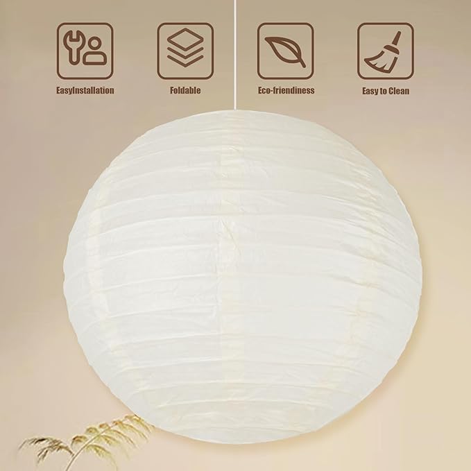 16PCS Colorful Lantern Lights, White Round Rice Paper Lamp Shades, Chinese/Japanese Paper Lantern Pendant Light for Party Decoration, Wedding, Home Decor