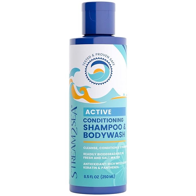 Non Toxic Shampoo and Conditioner, Body Wash 3 in 1 for Swim - Reef Safe Swimmers Shampoo for Men, Women or Kids - All Natural Organic Shampoo and Conditioner Set with Biodegradable Soap for Camping