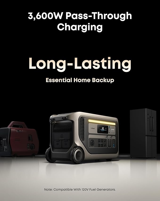 Anker SOLIX F3000 Portable Power Station, BP3000 Expansion Battery, and 400W Solar Panel, 6kWh, 6,000W Recharging, Solar Generators for Home Use, For Power Outages, RVs, Emergencies